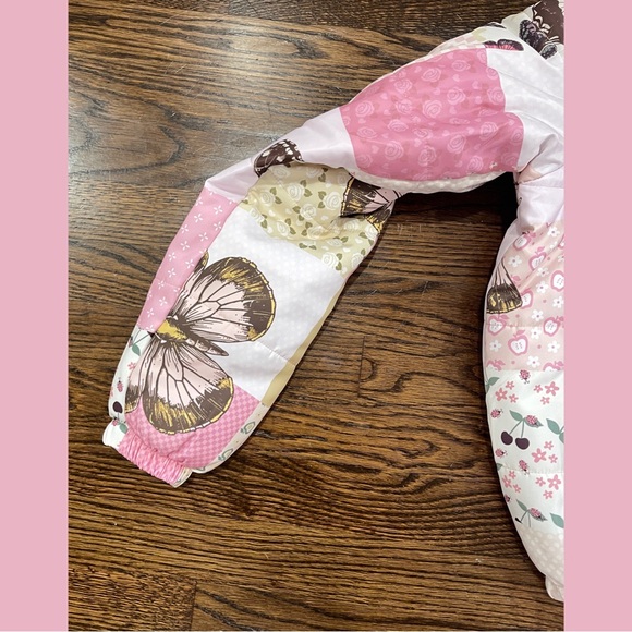 Sweet Society Butterfly Pink Patchwork Girls Puffer Jacket - Picture 4 of 6